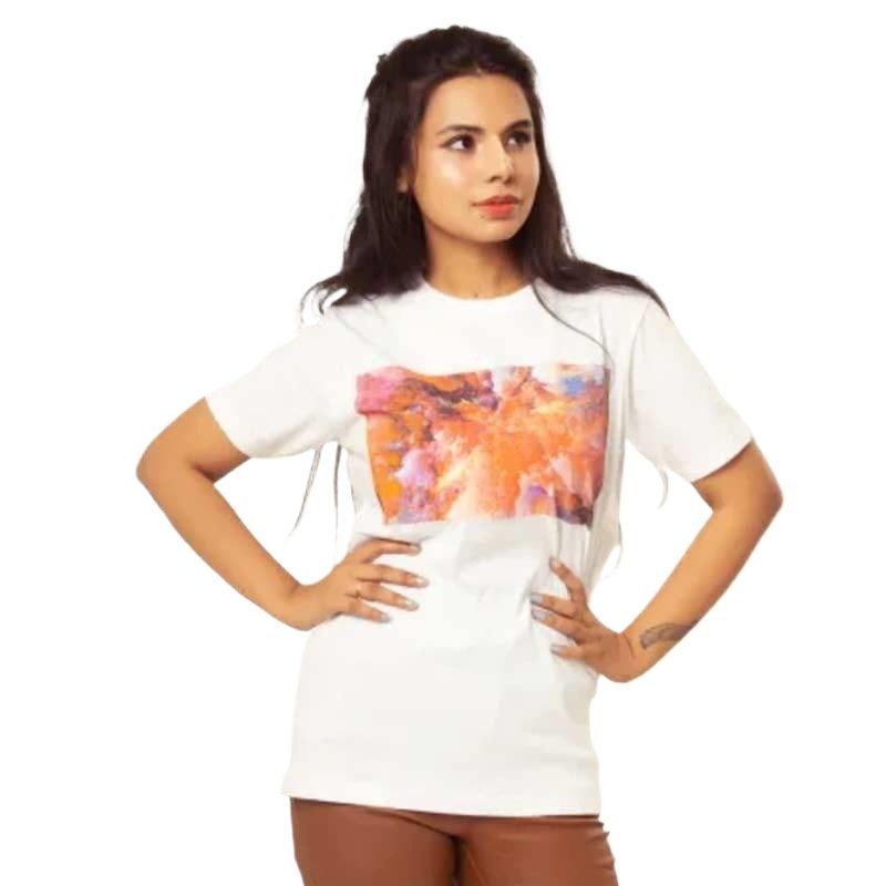 Picture of Printed tshirt for women cotton | Ladies tshirt for summer | women tshirts white