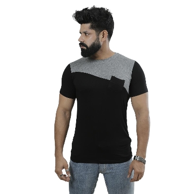 Picture of Versatile -Ash and black tshirt for men new collection 2024 | Cotton tshirt for men viscose fabrics | Tshirt for men black and ash- Avant-garde