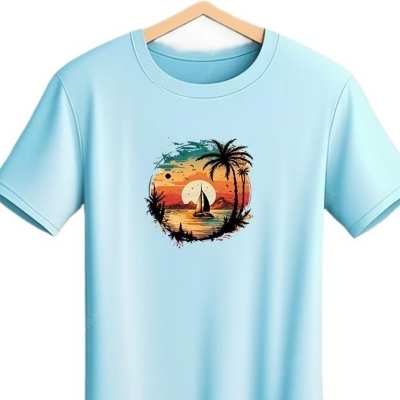 Picture of Premium Quality - Sky blue tshirt for men new collection 2024 stylist | Soft cotton tshirt for men export quality - Trend and Need full