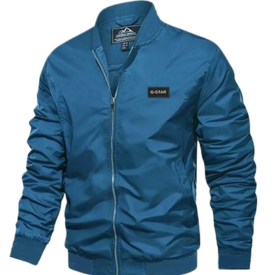Picture of Petrol blue jacket for men winter | Ban collar biker jacket for men air proof | Double part winter jacket for men export quality | Export quality jacket for men blue color