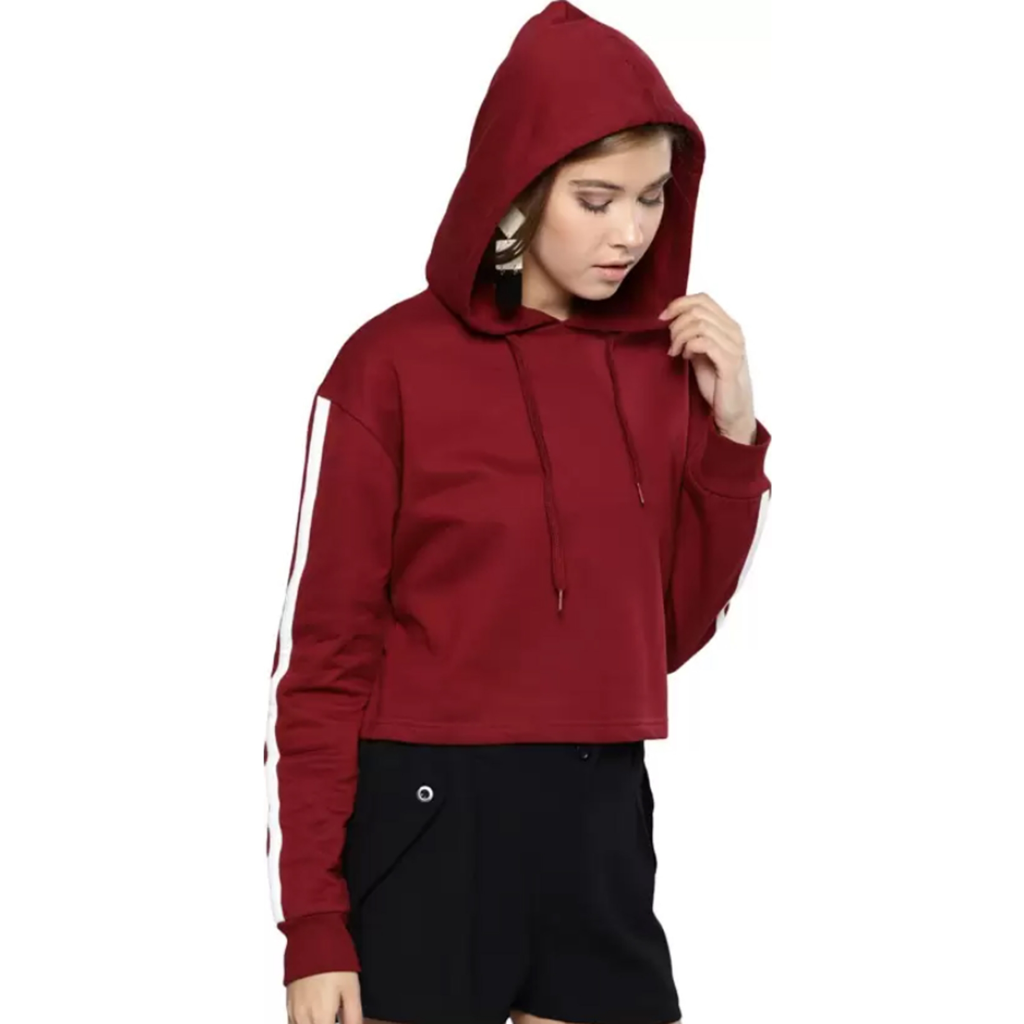 Picture of Maroon hoodie for women low price | Winter collection of export quality hoodie maroon color