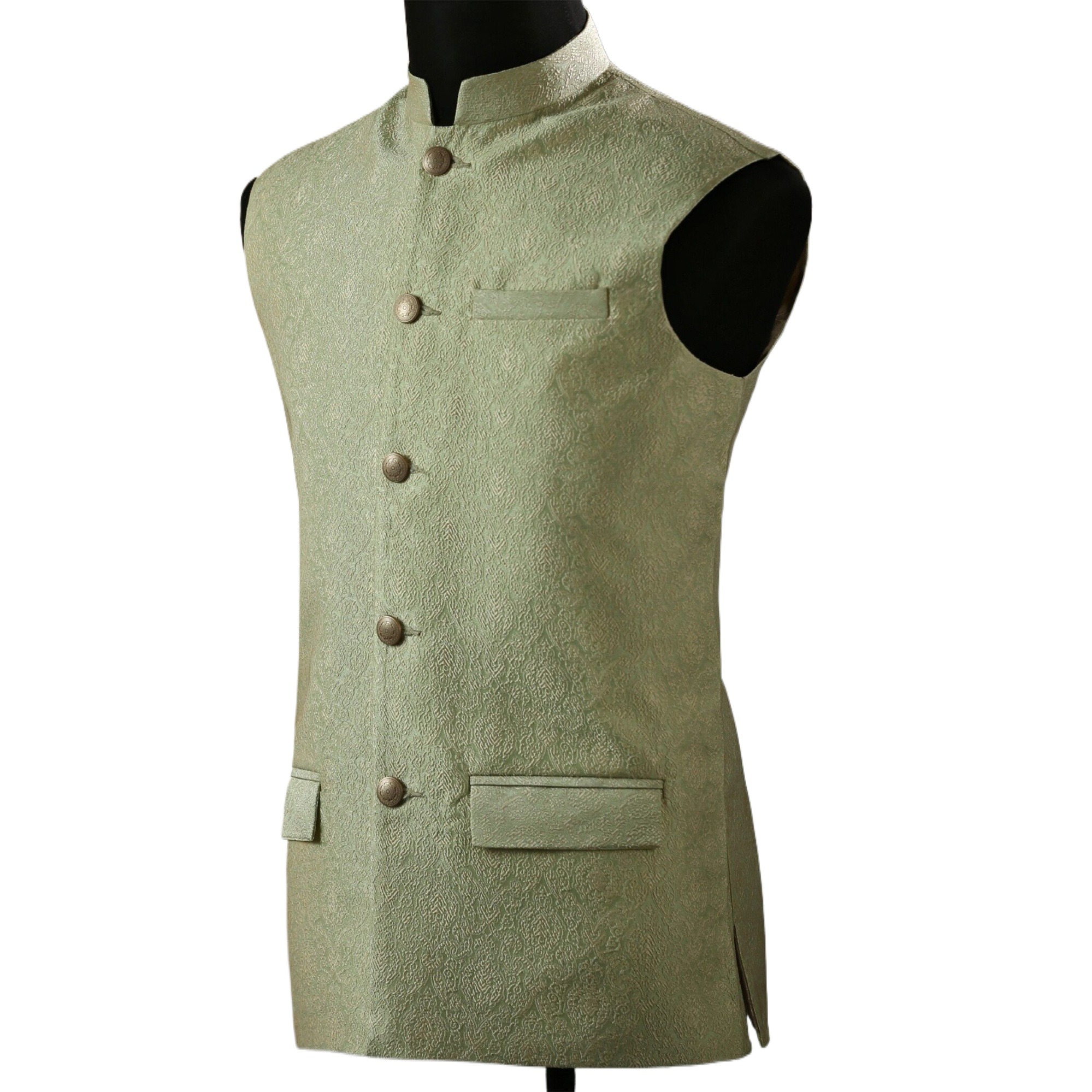 Picture of Lemon and golden Koti for men print brand | Nehru jacket for men Waist coat and vest for men lemon | Premium koti for men | lemon waistcoat for men | Indian koti for men golden and lemon