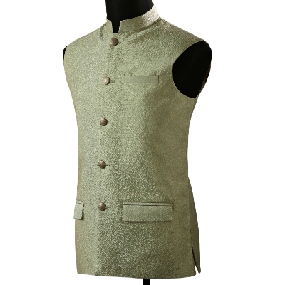 Picture of Lemon and golden Koti for men print brand | Nehru jacket for men Waist coat and vest for men lemon | Premium koti for men | lemon waistcoat for men | Indian koti for men golden and lemon