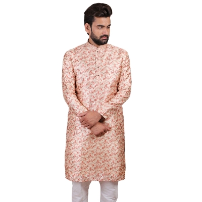 Picture of Panjabi for men red | Red panjabi for men new collection 2023 stylist | Red kurta for men indian | Premium kurta for men stylish | kurta for men new collection 2023 | Indian katan panjabi for winter
