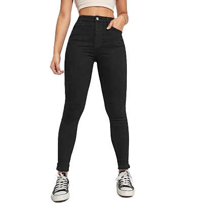 Picture of Black denim pant for women stylish | Export quality jeans pant for women black | Black jeans pant for ladies