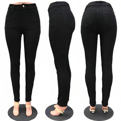 Picture of Black denim pant for women stylish | Export quality jeans pant for women black | Black jeans pant for ladies
