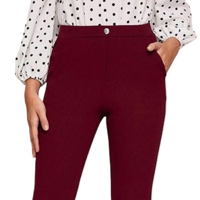 Picture of Maroon pant for women stylish jins | Maroon and black pant for women stylish jins | Export quality pant for women