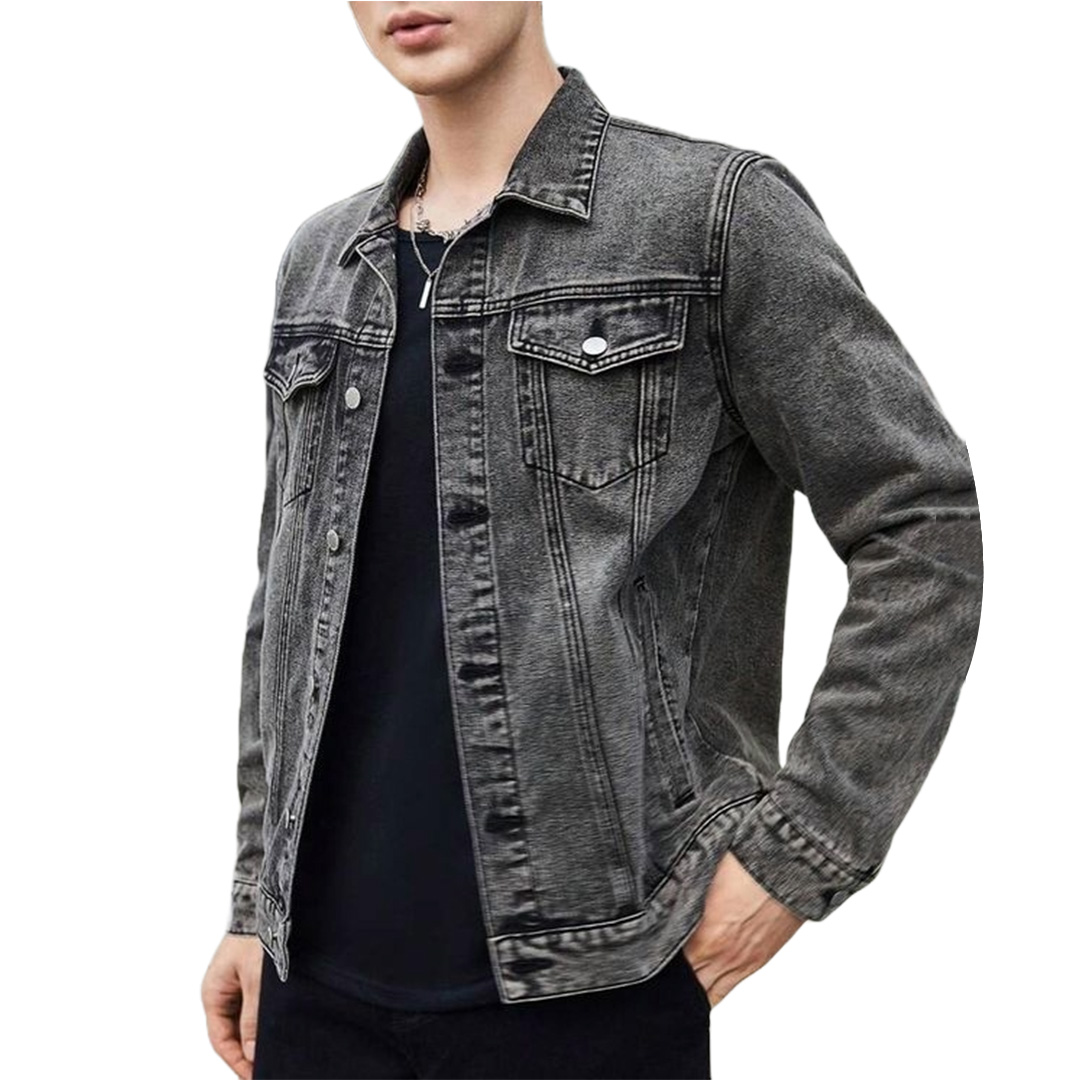 Picture of Export quality denim jacket for men stylish 2024 black | Winter collection for men jacket high quality - winter collection for men denim jaket