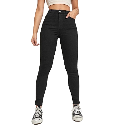 Picture of Black denim pant for women | Export quality denim pant for women | Women denim pant black color new collection 2024 - Low price black jeans pant high quality
