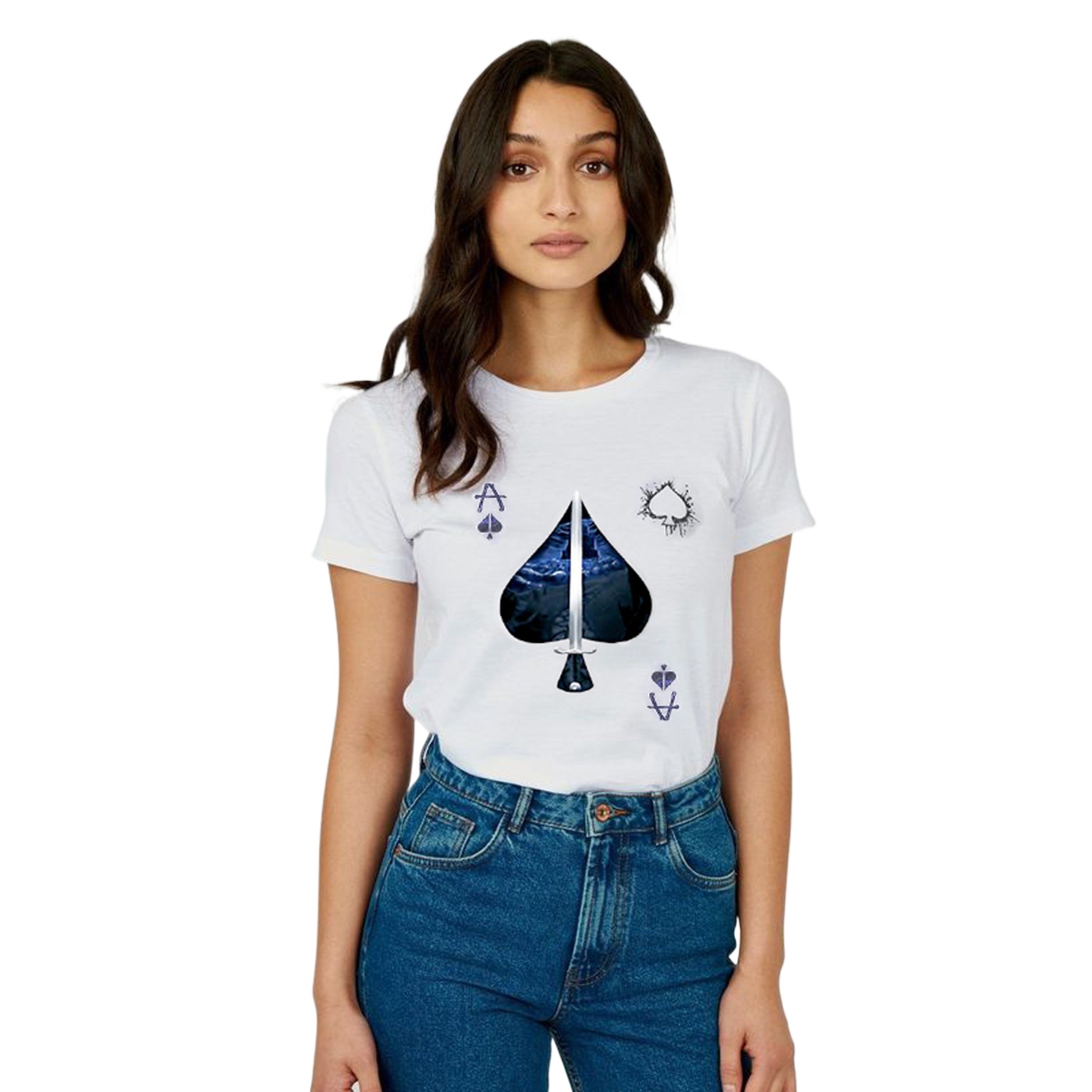 Picture of Printed white tshirt for women cotton | High quality women tshirts white | Low price tshirt for ladies