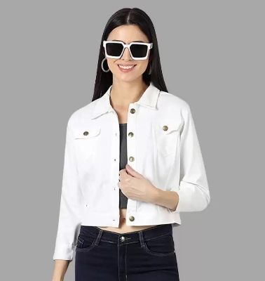 Picture of White denim jacket for women stylish 2025 | Premium quality denim jacket for women white | Denim jacket for women white