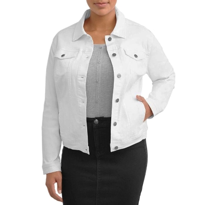 Picture of White denim jacket for women stylish 2025 | Premium quality denim jacket for women white | Denim jacket for women white