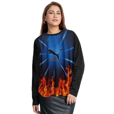 Picture of Full sleeve tshirt for women long sleeve | Low price tshirt for women black |