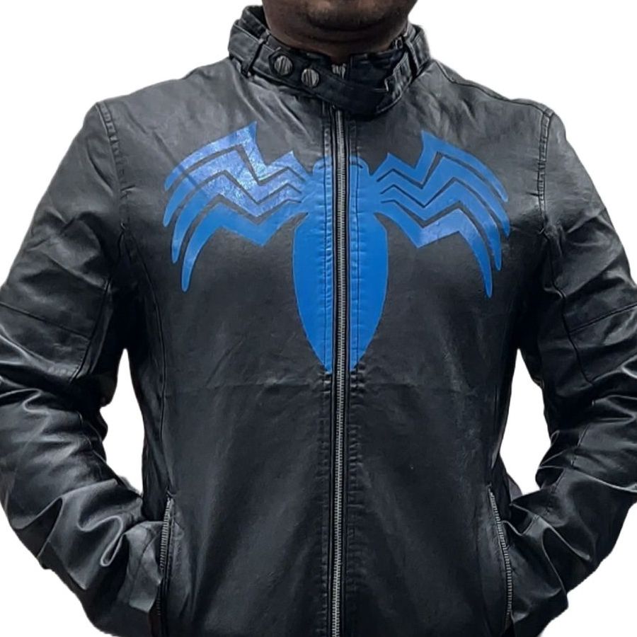 Picture of Leather jacket for men 2024 new collection | Spider man leather jacket for men black | Mens leather jacket for winter