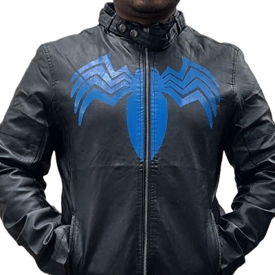 Picture of Leather jacket for men 2024 new collection | Spider man leather jacket for men black | Mens leather jacket for winter