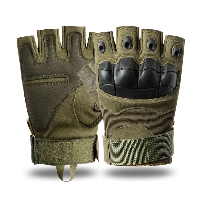 Picture of High quality half finger Hand Gloves for biker | Winter gloves for men | Hand gloves for biker | Olive gloves bike half finger