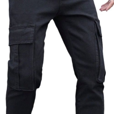 Picture of Low price cargo pants for men black | high quality mobile pant for men stylish 2024 black | Six pocket cargo pant for men
