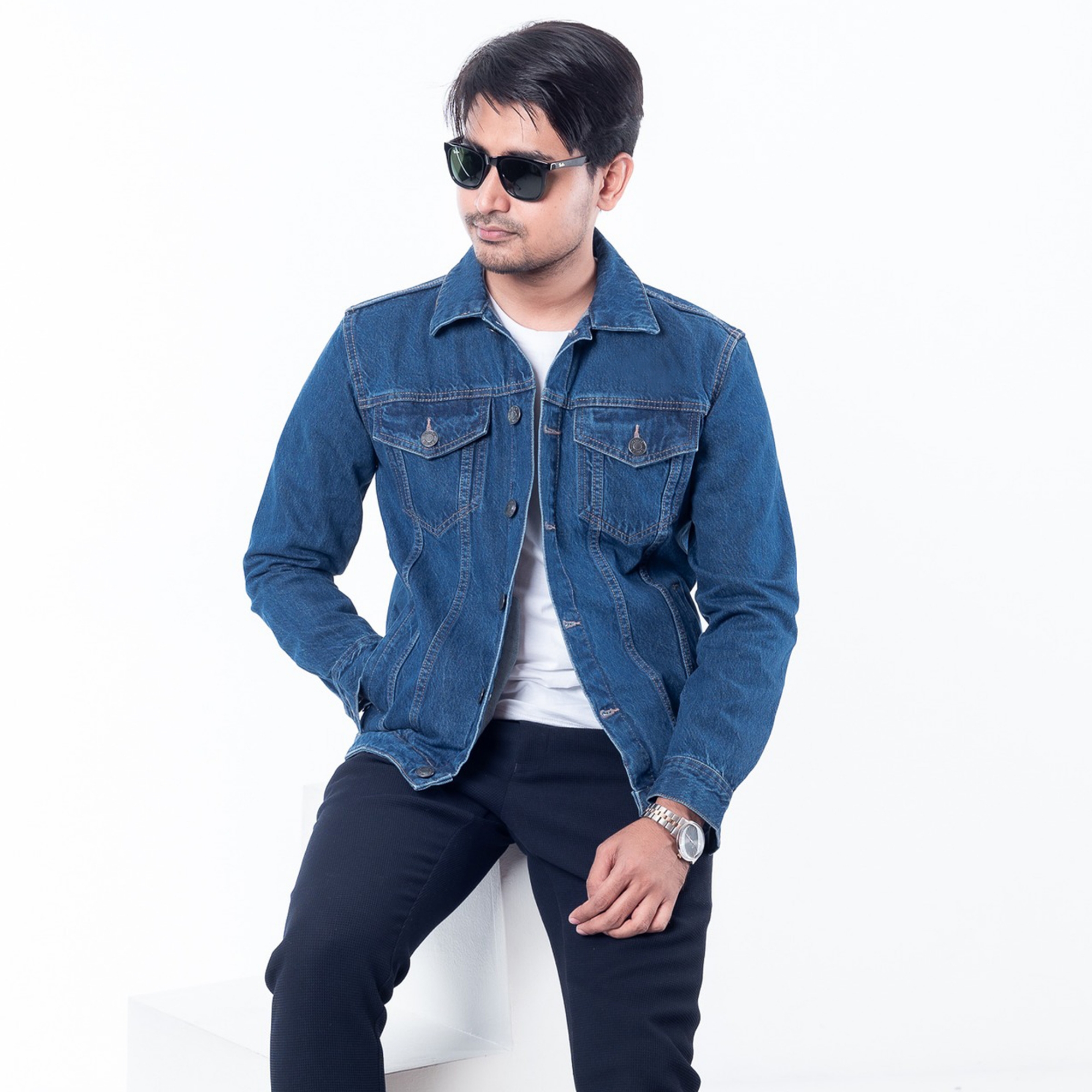 Picture of Denim blue jacket for men | Blue Denim jacket for men stylish | Export Denim jacket for men stylish 2024 - winter collection for men denim jaket