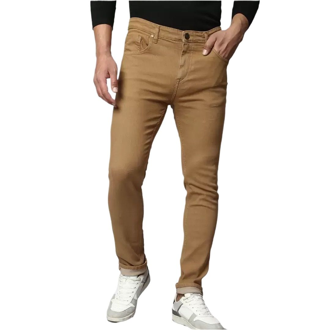 Picture of Khaki color pant for men stylish | Stretch denim pant for men stylish brand | High quality Jeans pant collection for men 2024