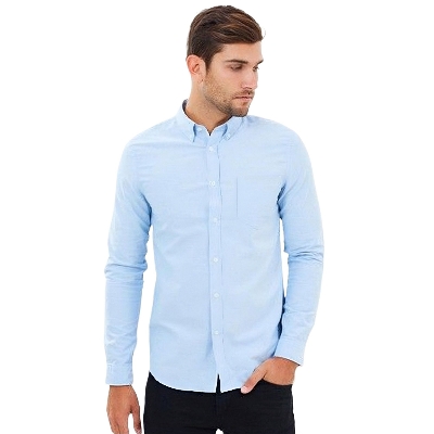 Picture of Sky blue casual shirt for men new 2024 brand stylish | Low price export quality shirt for men sky blue colour | Solid shirt for men high quality brand