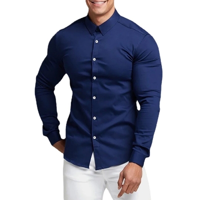 Picture of Formal shirt for men navy blue | Navy blue shirt for men high quality brand | Formal shirt for men new collection 2024 stylish brand