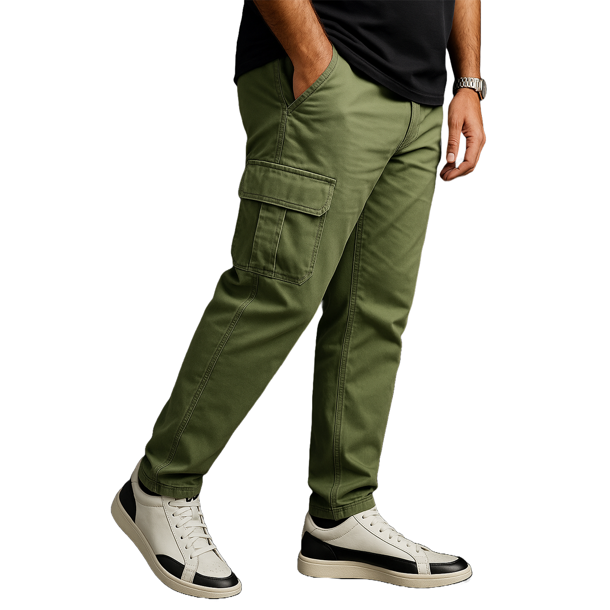 Picture of Export quality cargo pant for men stylish black olive 2025 | High quality mobile pant for men stylish 2025 new | Six pocket cargo pant for men - Mens cargo pants