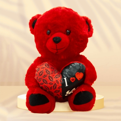 Picture of Big doll for girls friend | Cute doll for baby girls | Cute barbie doll set | Gift box for girlfriend birthday | Teddy bear doll red colour