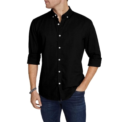 Picture of Black shirt for men new 2024 brand stylish | Low price export quality shirt for men black colour | Casual shirt for men high quality brand