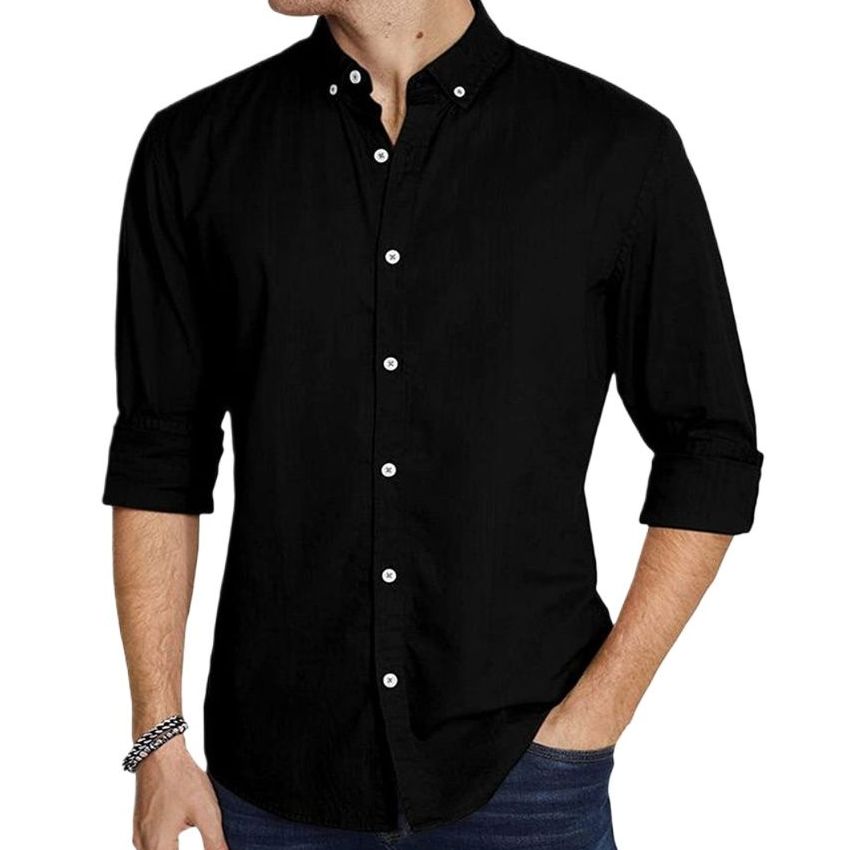 Picture of Black shirt for men new 2024 brand stylish | Low price export quality shirt for men black colour | Casual shirt for men high quality brand