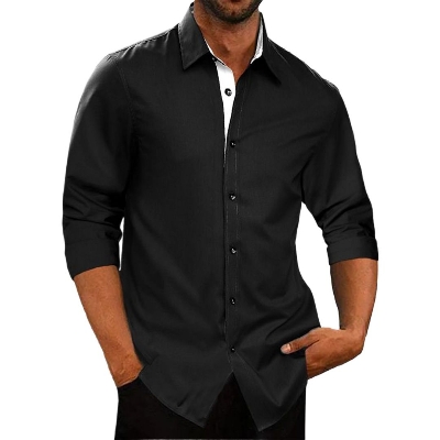 Picture of Black shirt for men new 2024 brand stylish | Low price export quality shirt for men black colour | Casual shirt for men high quality brand