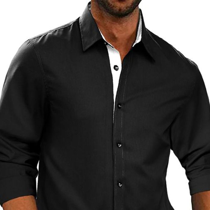 Picture of Black shirt for men new 2024 brand stylish | Low price export quality shirt for men black colour | Casual shirt for men high quality brand