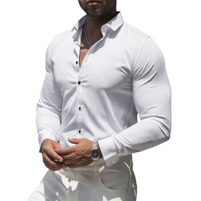 Picture of White shirt for men new 2024 brand stylish | Low price export quality shirt for men white colour | Formal shirt for men high quality brand