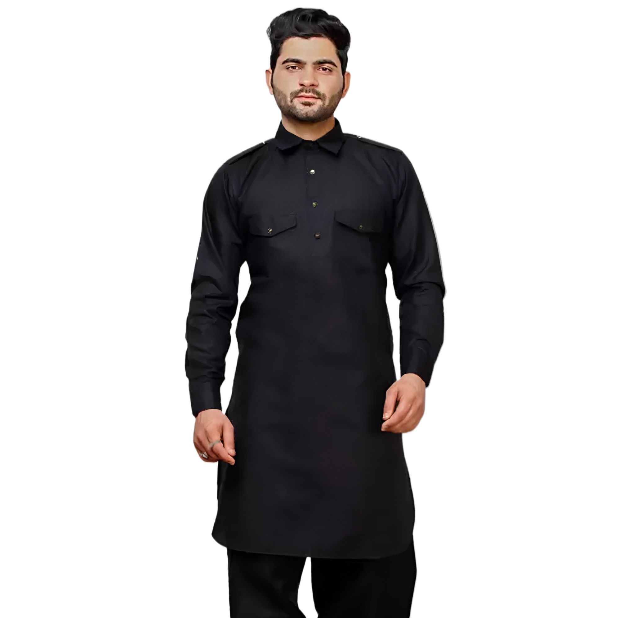 Picture of Premium black kabli panjabi men | Kabli Panjabi for men white | High quality panjabi for men new collection 2024 stylist | kabli panjabi white - Pakistani pathan panjabi