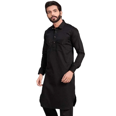 Picture of Premium black kabli panjabi men | Kabli Panjabi for men white | High quality panjabi for men new collection 2024 stylist | kabli panjabi white - Pakistani pathan panjabi