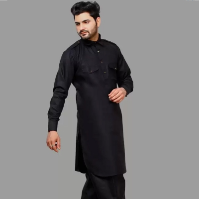 Picture of Premium black kabli panjabi men | Kabli Panjabi for men white | High quality panjabi for men new collection 2024 stylist | kabli panjabi white - Pakistani pathan panjabi