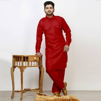 Picture of Premium maroon kabli panjabi men | Kabli Panjabi for men maroon | High quality panjabi for men new collection 2024 stylist | kabli panjabi maroon - Pakistani pathan panjabi