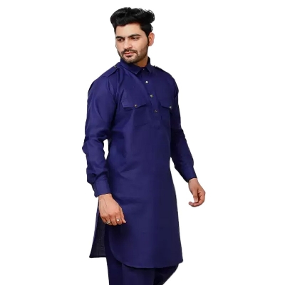 Picture of Premium white kabli panjabi men | Kabli Panjabi for men blue colour | High quality panjabi for men new collection 2024 stylist | kabli panjabi blue - Pakistani pathan panjabi