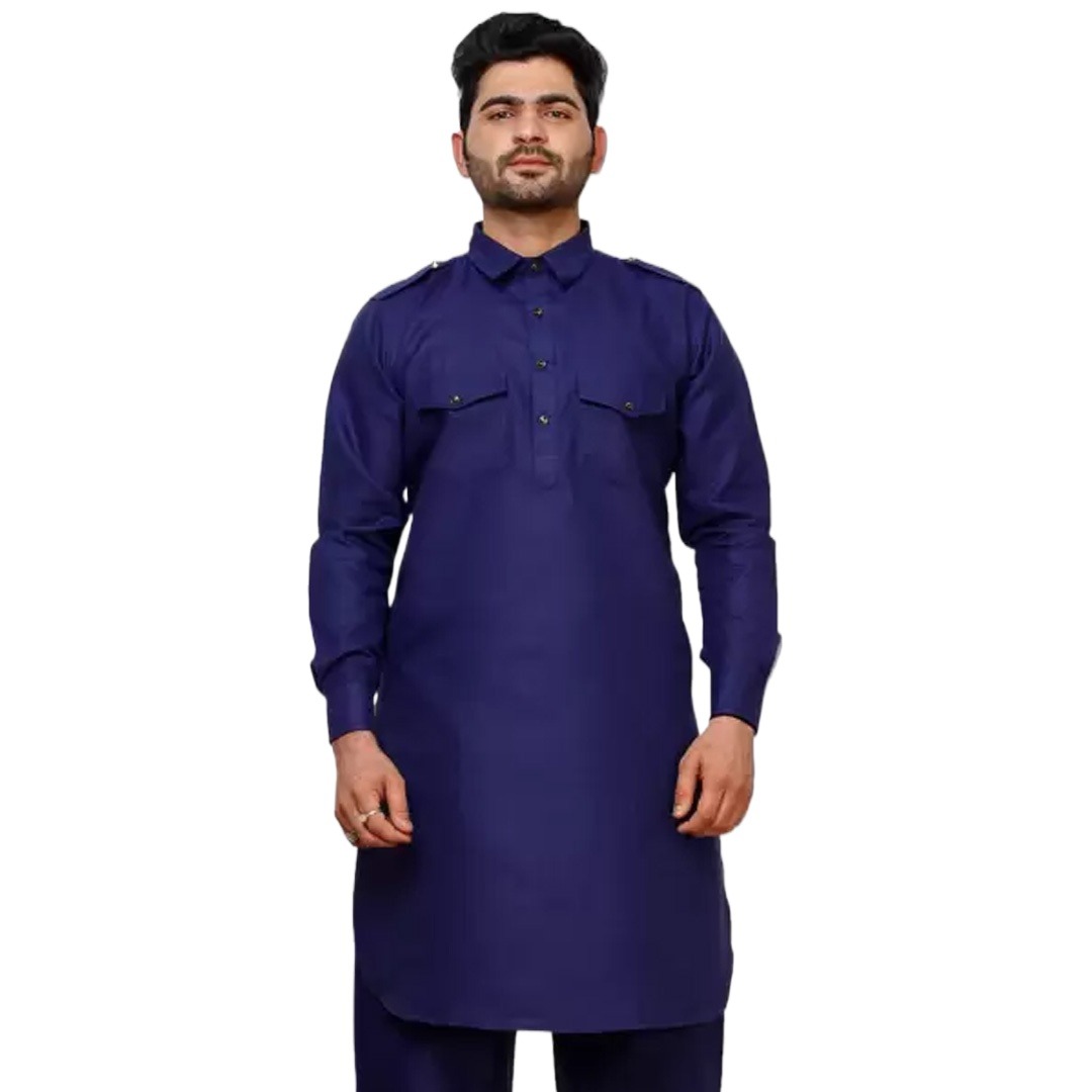 Picture of Premium white kabli panjabi men | Kabli Panjabi for men blue colour | High quality panjabi for men new collection 2024 stylist | kabli panjabi blue - Pakistani pathan panjabi