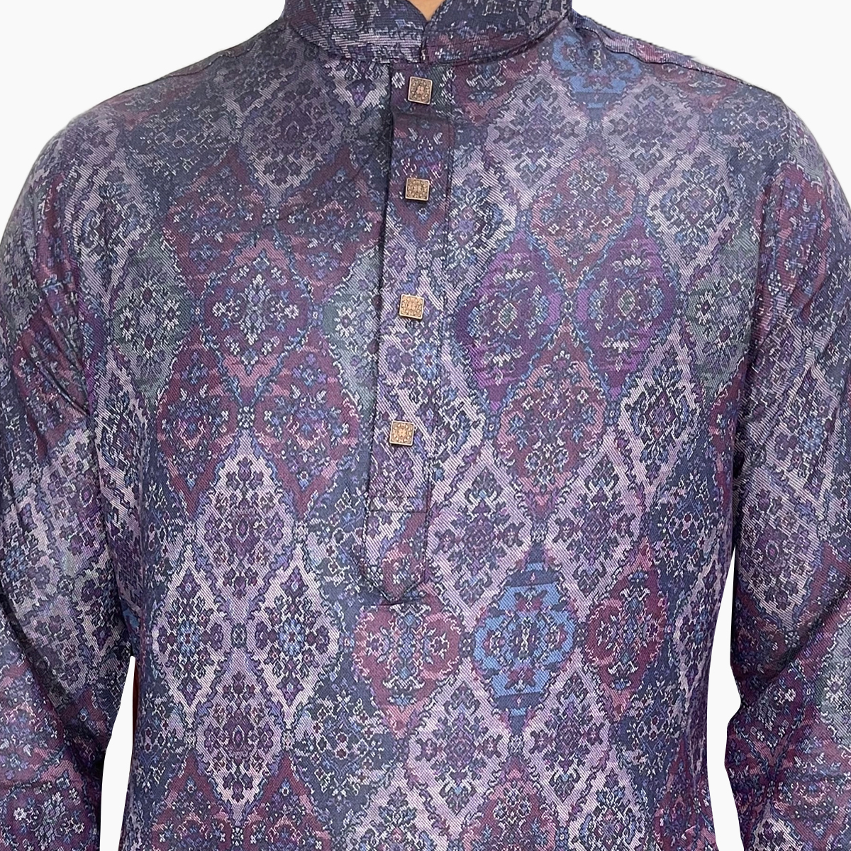 Picture of Purple and blue panjabi for men cotton | Premium panjabi for men new collection 2024 | Indian panjabi for men new collection 2024 stylist brand | Printed Panjabi for eid collection at low price