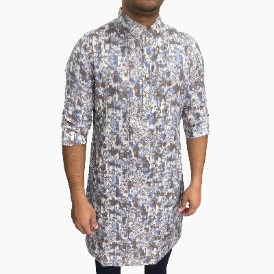 Picture of off white panjabi for men cotton | Premium panjabi for men new collection 2024 | Indian panjabi for men new collection 2024 stylist brand | Printed Panjabi for eid collection at low price