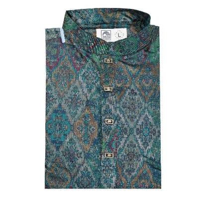 Picture of Green panjabi for men cotton | Premium panjabi for men new collection 2024 | Indian panjabi for men new collection 2024 stylist brand | Printed Panjabi for eid collection at low price