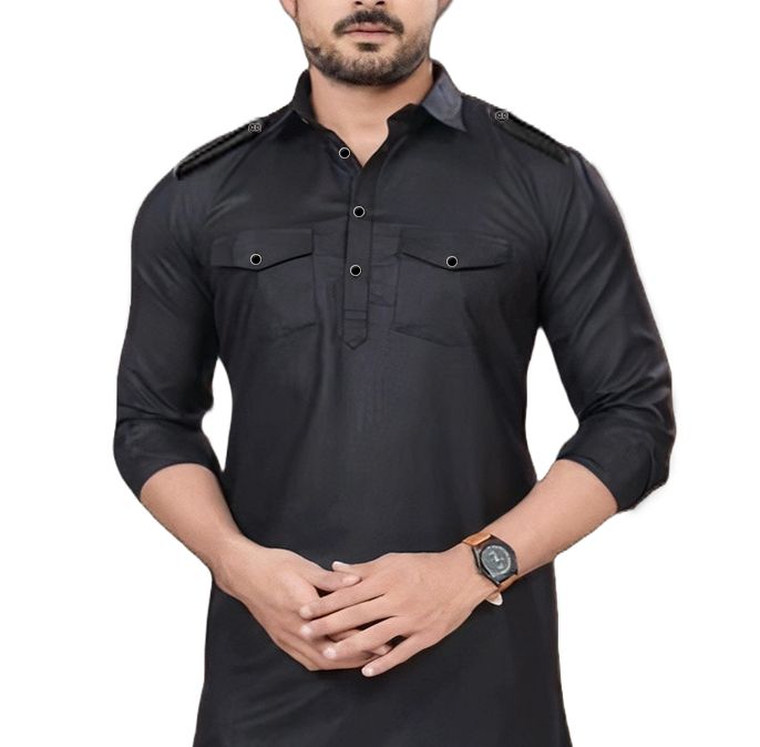 Picture of Premium black kabli panjabi men | Kabli Panjabi for men white | High quality panjabi for men new collection 2024 stylist | kabli panjabi white - Pakistani pathan panjabi