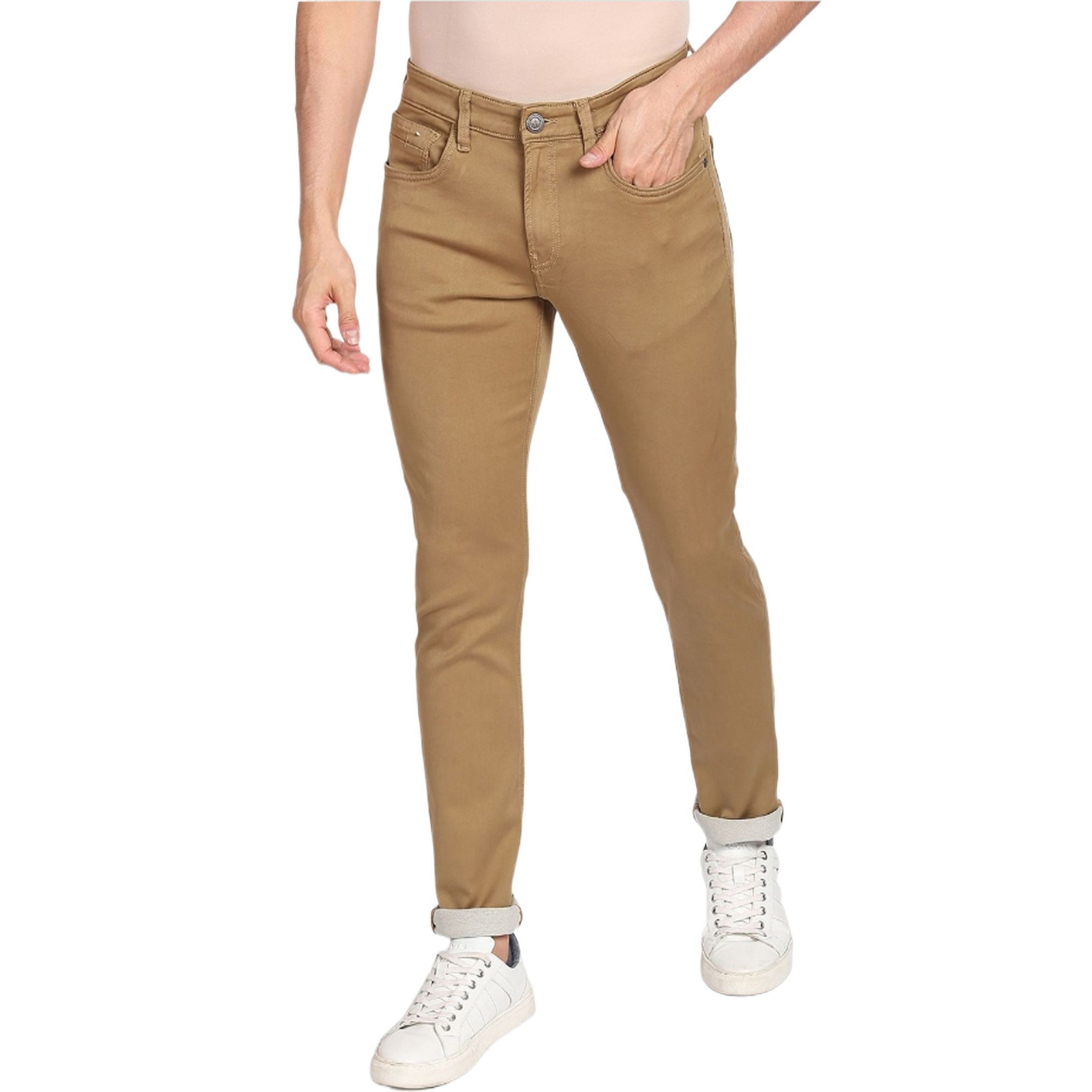 Picture of Khaki color pant for men stylish | Stretch denim pant for men stylish brand | High quality Jeans pant collection for men 2024