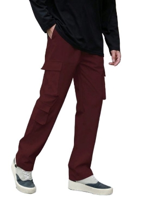 Picture of Export quality cargo pant for men stylish maroon 2024 | High quality mobile pant for men stylish 2024 new | Six pocket cargo pant for men - Mens cargo pants