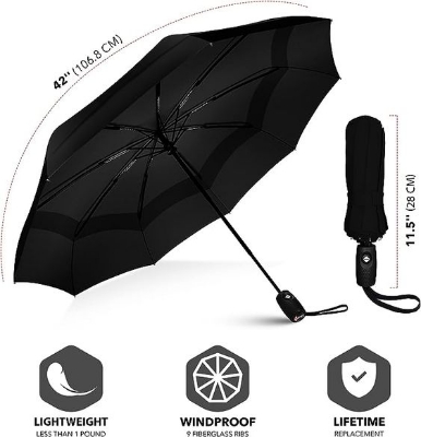 Picture of High quality umbrella for girls low price | premium quality foldable umbrella for men big size | Best quality umbrella for rainy season | 12 sick auto open and close blue and black umbrella with 3 months warranty
