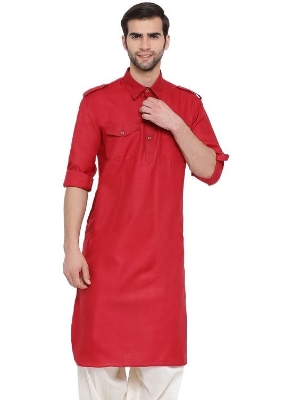 Picture of Premium maroon kabli panjabi men | Kabli Panjabi for men maroon | High quality panjabi for men new collection 2024 stylist | kabli panjabi maroon - Pakistani pathan panjabi