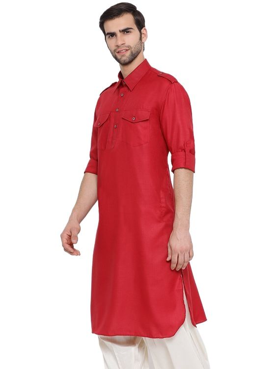 Picture of Premium maroon kabli panjabi men | Kabli Panjabi for men maroon | High quality panjabi for men new collection 2024 stylist | kabli panjabi maroon - Pakistani pathan panjabi