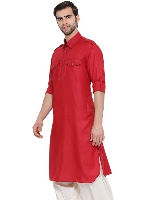 Picture of Premium maroon kabli panjabi men | Kabli Panjabi for men maroon | High quality panjabi for men new collection 2024 stylist | kabli panjabi maroon - Pakistani pathan panjabi