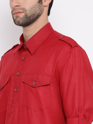 Picture of Premium maroon kabli panjabi men | Kabli Panjabi for men maroon | High quality panjabi for men new collection 2024 stylist | kabli panjabi maroon - Pakistani pathan panjabi