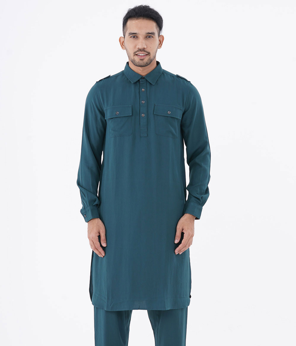 Picture of Premium blue kabli panjabi men | Kabli Panjabi for men blue color | High quality panjabi for men new collection 2024 stylist | kabli panjabi maroon - Pakistani pathan panjabi